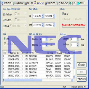 Phần mềm tính cước tổng đài NEC